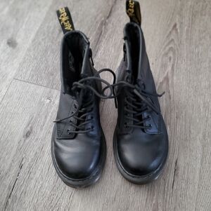 Doc Martens Youth 1460J Black Leather Lace-Up Boots Size 12
